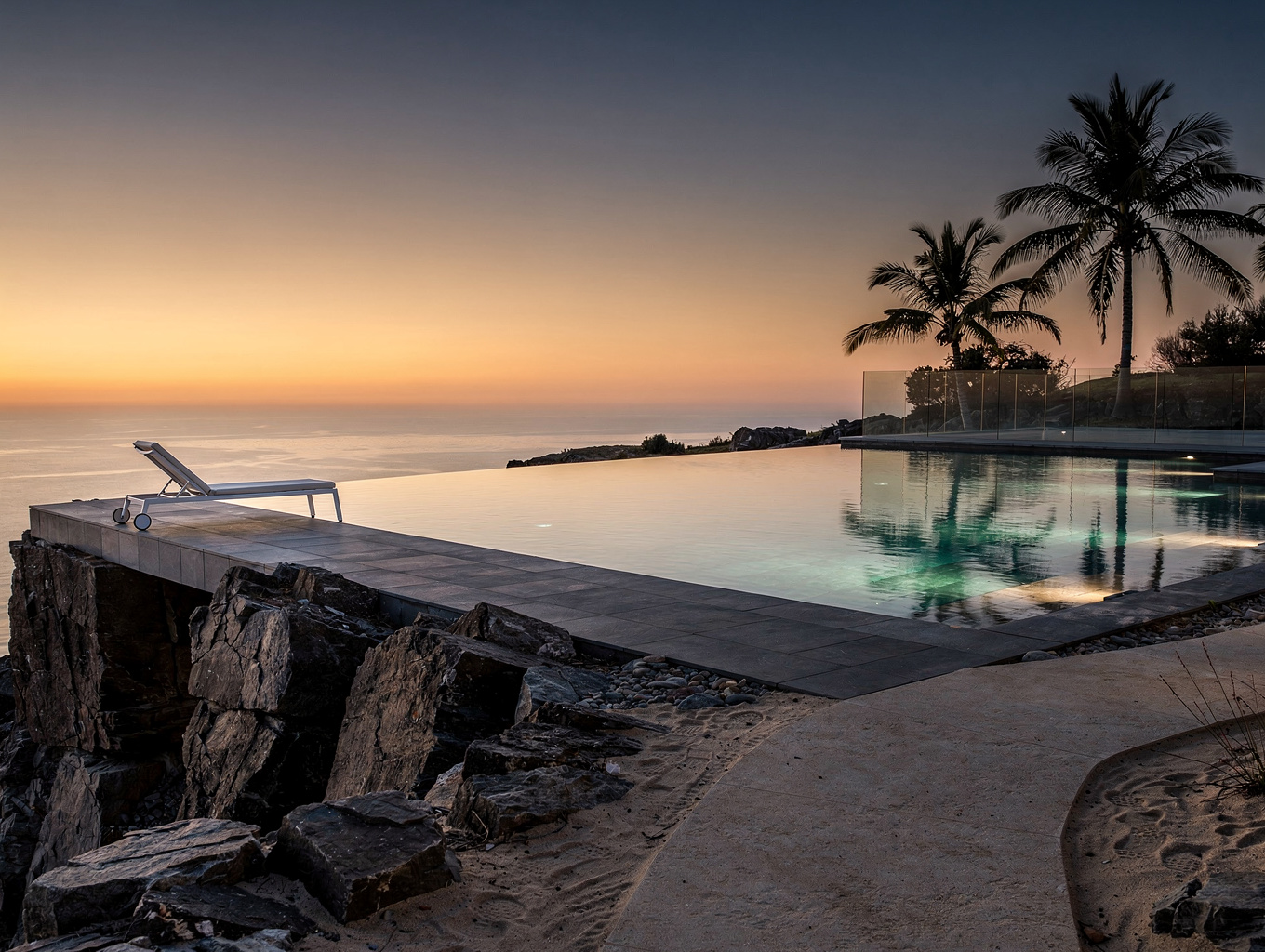 Infinity pool at sunset